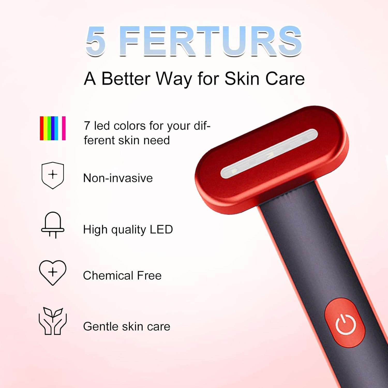 Red Light Therapy for Face Neck: 7-In-1 LED Light Therapy Wand Face Eye Beauty Tool with LED Light Therapy, Thermal, Vibration, Facial Skin Care Massage Tools