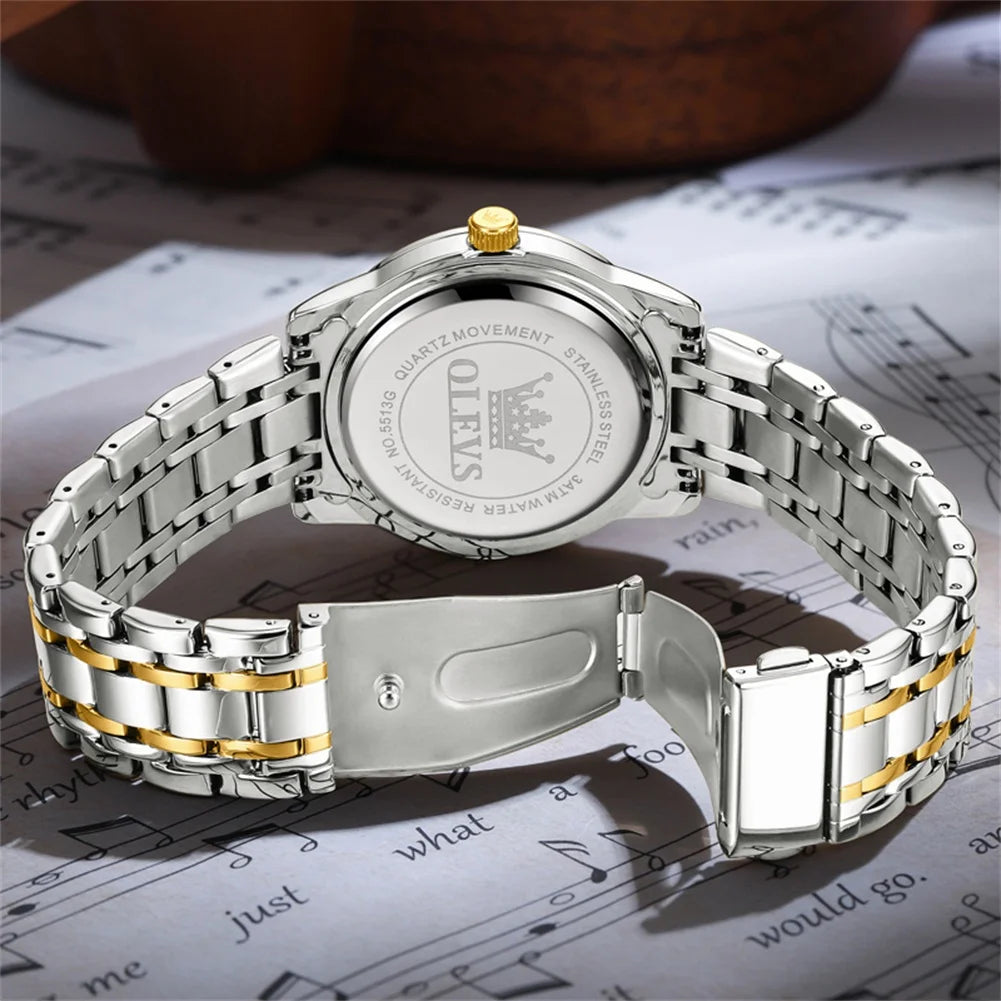 Watches for Men Classic Business Dress Analog Quartz Stainless Steel Waterproof Luminous Date Diamond Mens Wrist Watches Relojes De Hombre,Gold/Blue/Black Dial