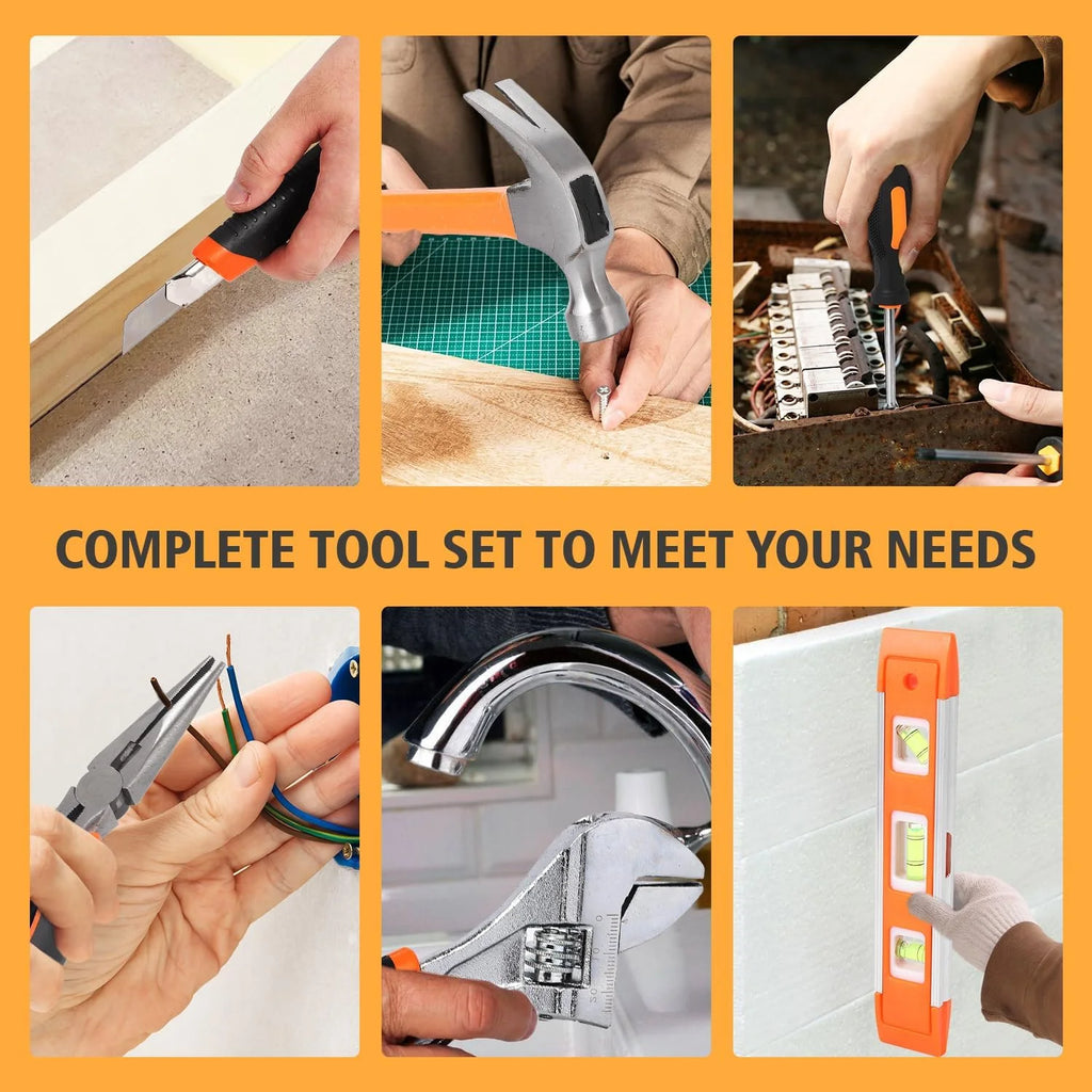 247Pcs Household Hand Tool Kit, General Home/Auto Repair Tool Set For, Household Hand Tool Set with Plier, Screwdriver Set, Socket Set, General Mechanic Tool Set with Portable Storage Case