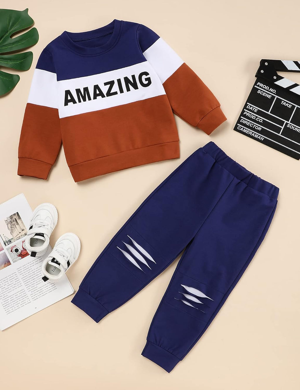 Toddler Boy Clothes Letter Long Sleeve Tops Sweatshirt Pants Toddler Outfits for Boys Fall Clothes 18M-6T