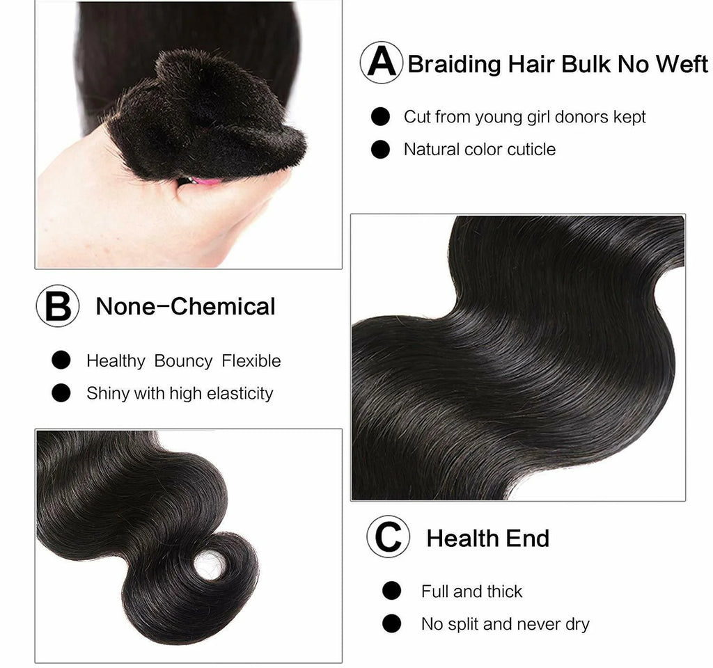 Ustar Bulk Hair for Micro Braiding Hair Weave 100 % Unprocessed Virgin Remy Brazilian Human Hair Bundles 100G Natural Color Weave Hair Jerry Curly Hair 20"