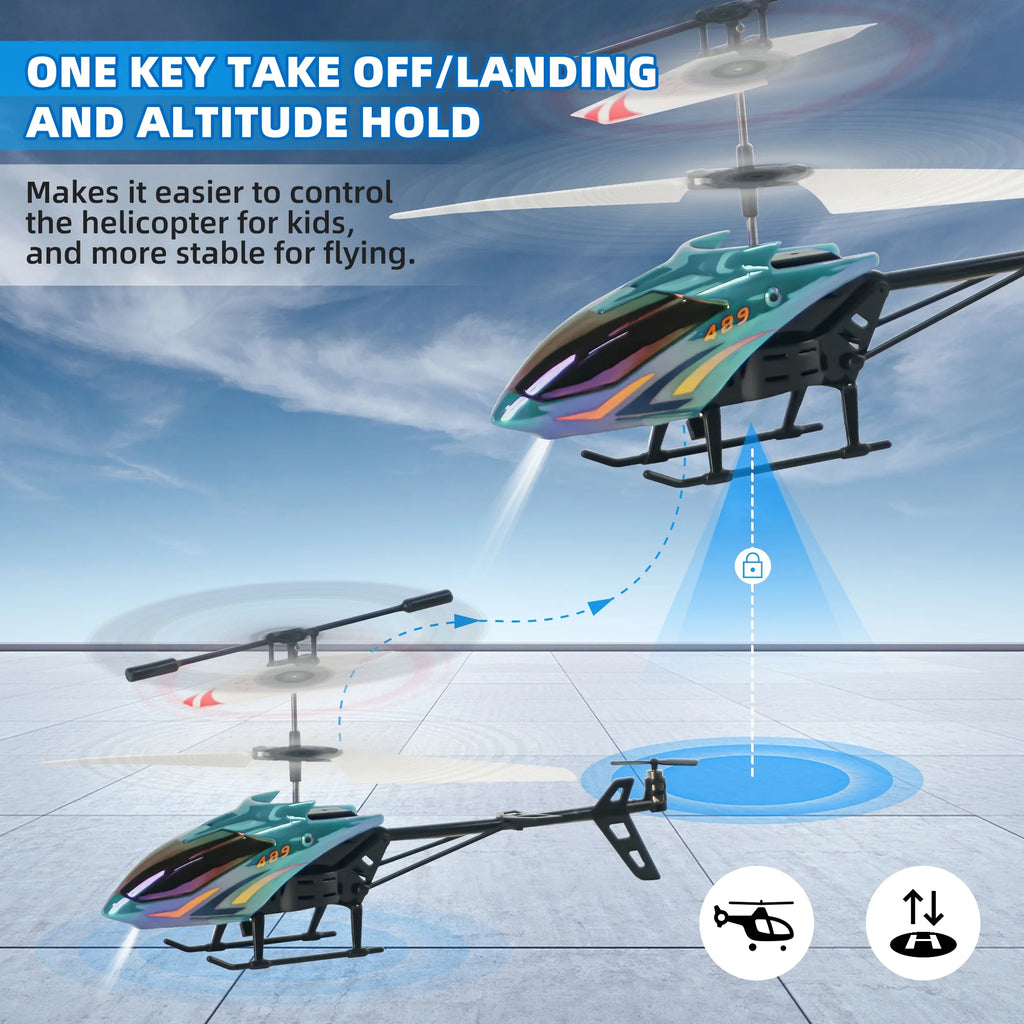 RC Helicopter, Radio Control Helicopter for Kids Dronecosmic Flying Orb Toy 2.4Ghz RC Aircraft LED Light RC Toys for Kids Adults, Green