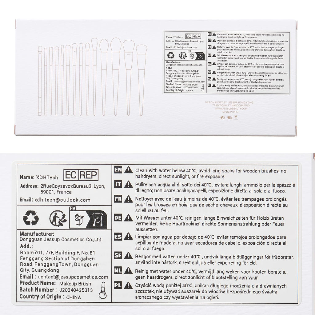 Makeup Brushes 14Pcs Makeup Brush Set Premium Synthetic Powder Foundation Contour Blush Concealer Eye Shadow Blending Liner Make up Brush Kit Light Grey T329