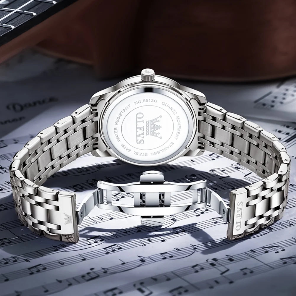 Watches for Men Diamond Business Dress Luxury Casual Analog Quartz Stainless Steel Waterproof Luminous Date Men Wrist Watches Reloj Para Hombre Black Dial