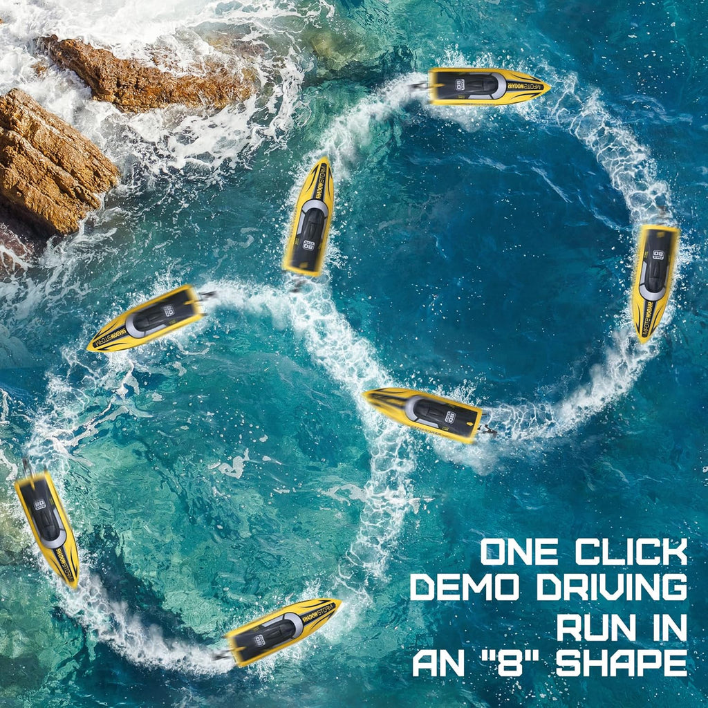 RC Boat - R208 20+ MPH Fast Remote Control Boat for Pool & Lake, 2.4Ghz RC Boats for Adults & Kids with Rechargeable Battery, LED Light, Self-Righting, Christmas Birthday Gifts for Boys