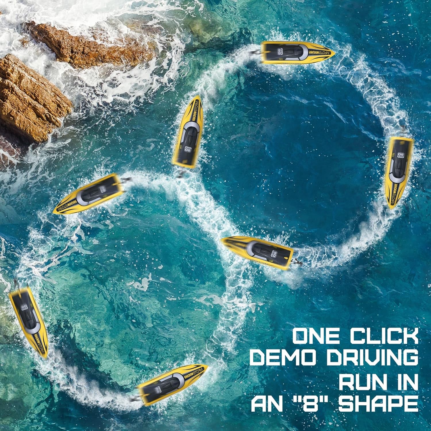 RC Boat - R208 20+ MPH Fast Remote Control Boat for Pool & Lake, 2.4Ghz RC Boats for Adults & Kids with Rechargeable Battery, LED Light, Self-Righting, Christmas Birthday Gifts for Boys