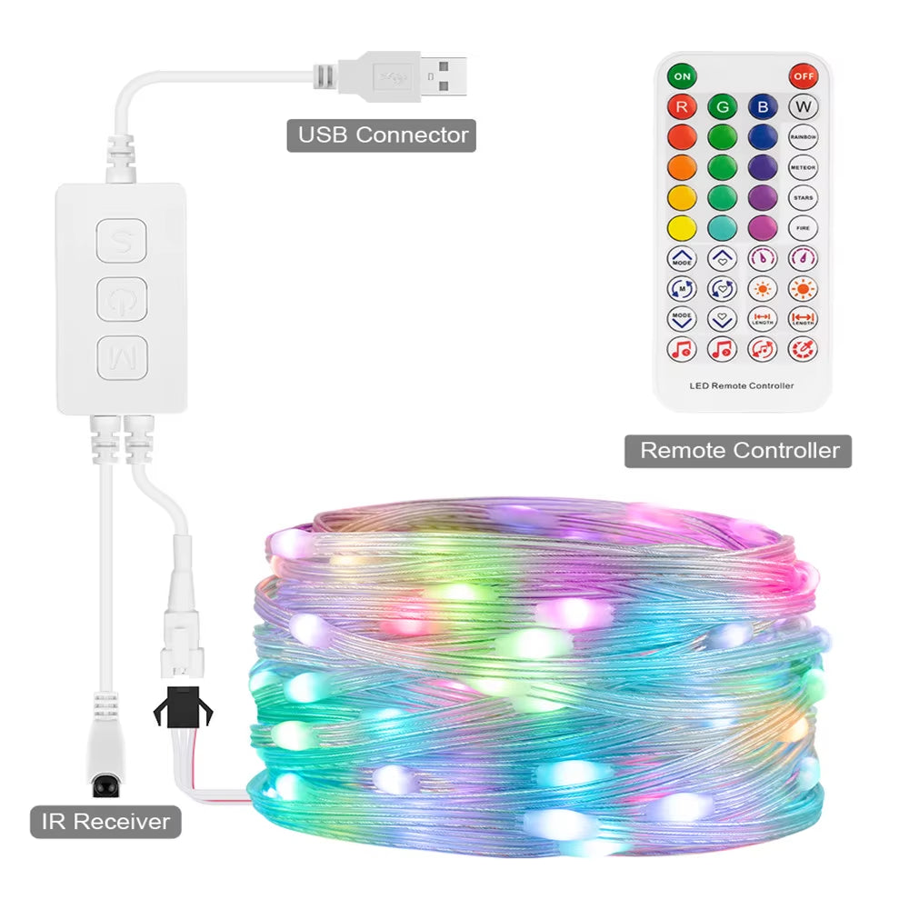 WS2812B LED String RGB Dream Color Birthday Decoration Party Lights Room Led Light Addressable Individually Waterproof IP67 DC5V