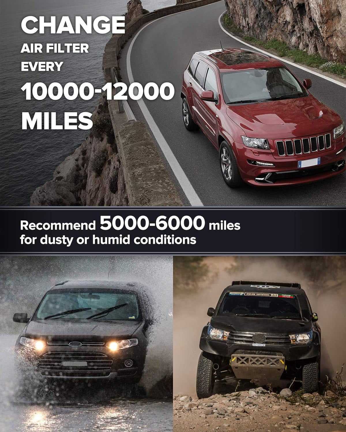 Engine Air Filter CA11114 Replacement for Ford Escape, Focus, Transit Connect & Lincoln MKC, 2012-2019