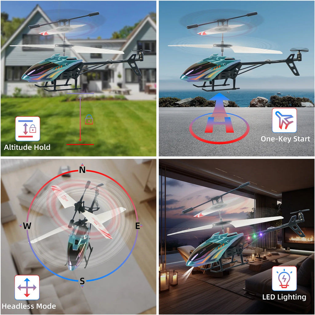 RC Helicopter, Radio Control Helicopter for Kids Dronecosmic Flying Orb Toy 2.4Ghz RC Aircraft LED Light RC Toys for Kids Adults, Green