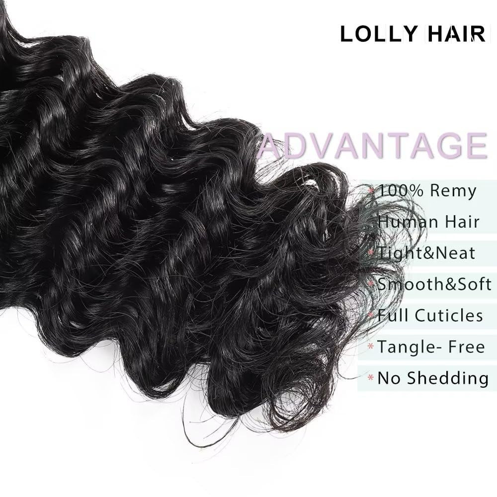 22-Inch Deep Wave Brazilian Virgin Human Hair Bundle - 100% Unprocessed 12A Quality Wet and Wavy Double Weft Curly Hair