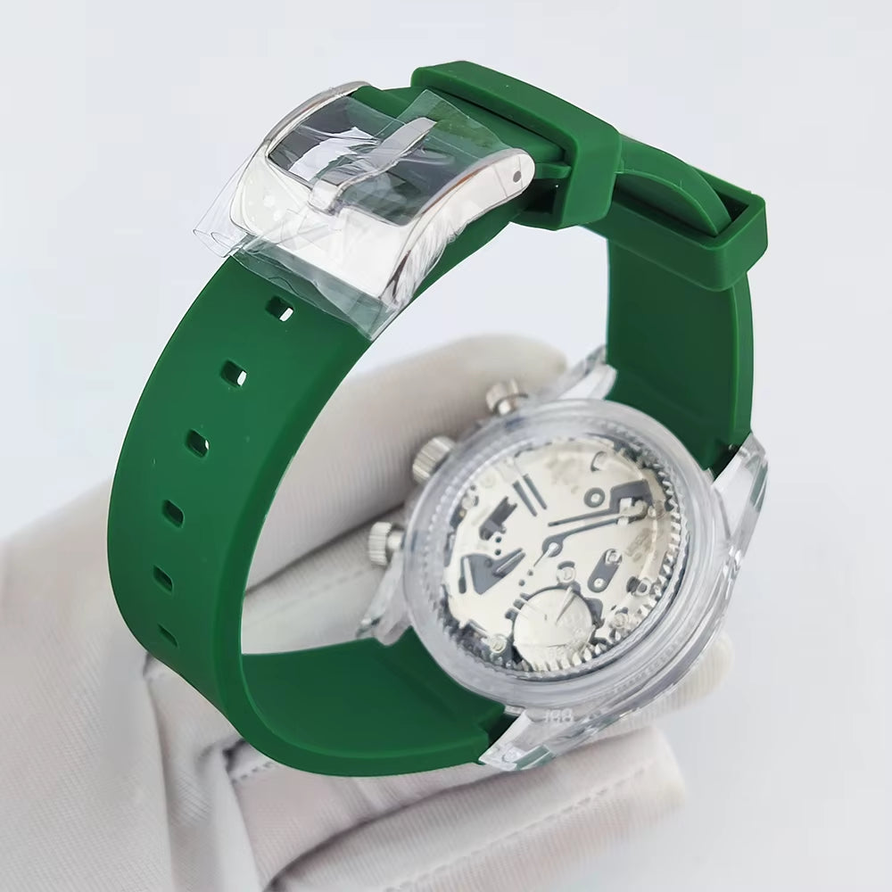 39Mm Men'S Watches Acrylic Transparent Case Watches VK63 Watches Luxury Men'S Watches Support Custom Logo Watches