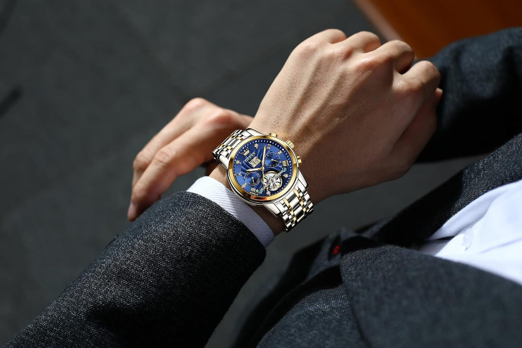 Blue Automatic Self Winding Wrist Watches for Men