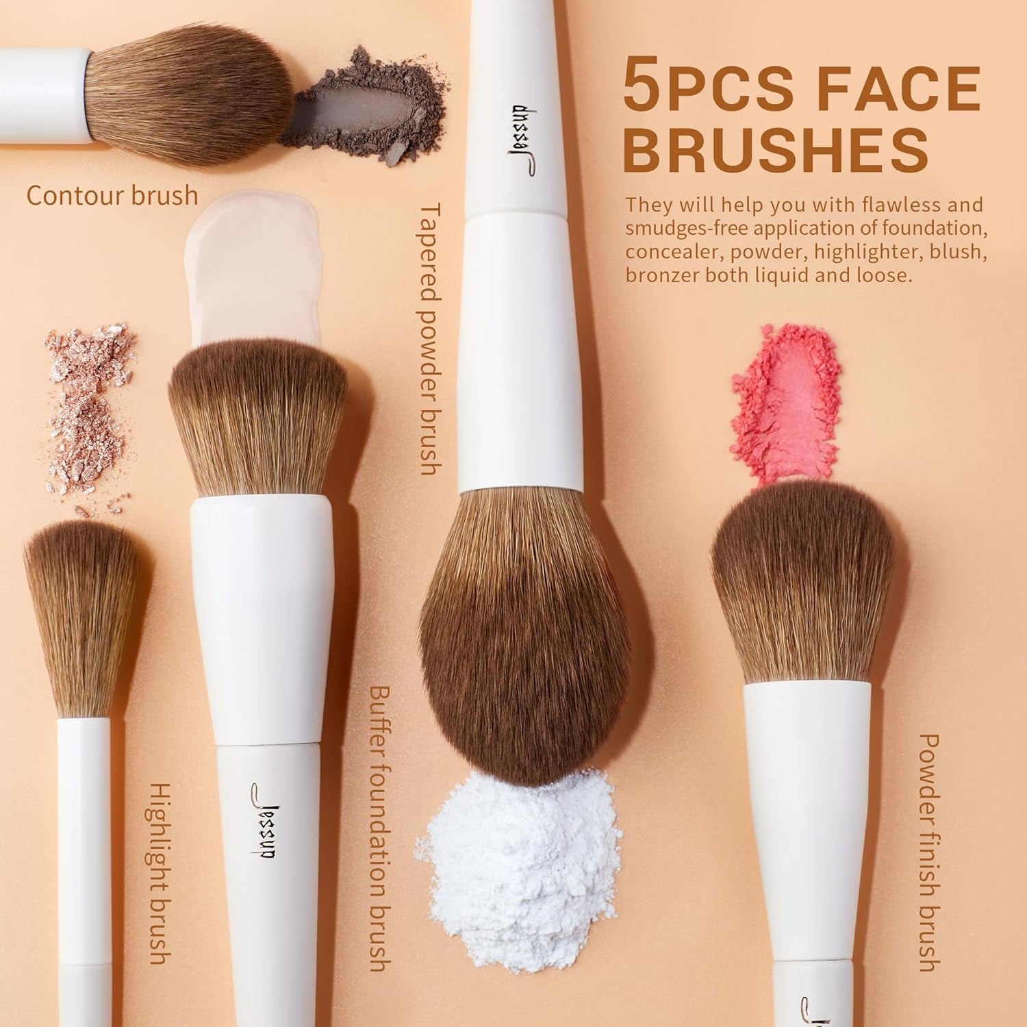 Makeup Brushes 14Pcs Makeup Brush Set Premium Synthetic Powder Foundation Contour Blush Concealer Eye Shadow Blending Liner Make up Brush Kit Light Grey T329