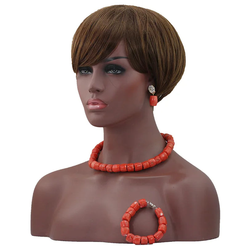 Wonderfu Birthday Gift Natural Coral Beads Necklace Set African Coral Necklace Jewelry Set Cheap Beads ABL534
