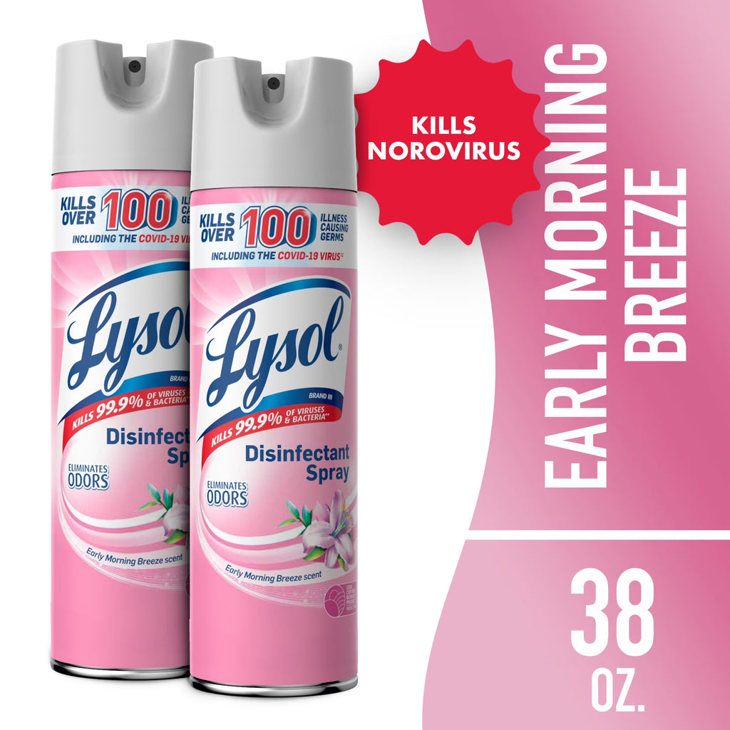 Disinfectant Sanitizing Antibacterial Spray for Deodorizing, Early Morning Breeze, 19 Fl Oz, 2 Pack
