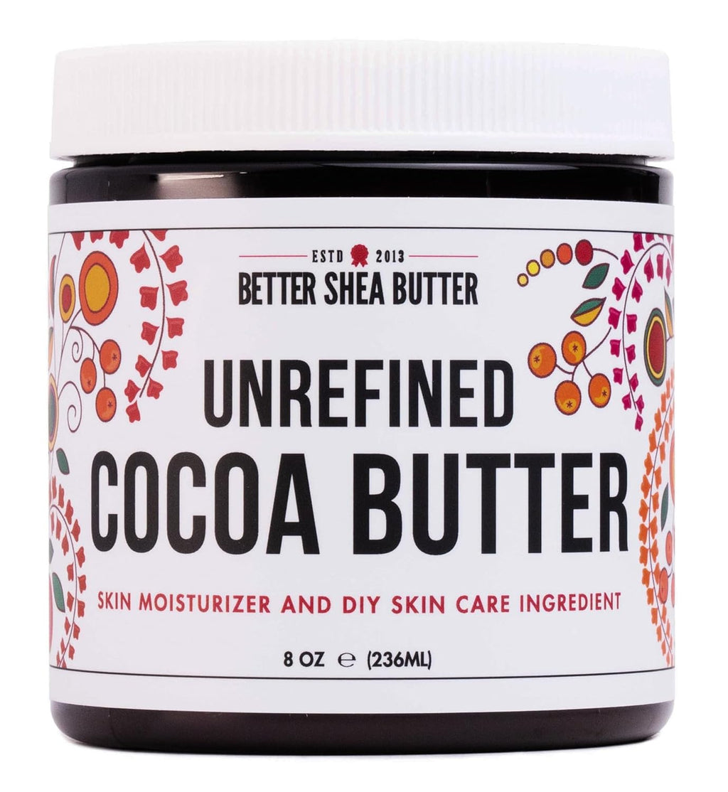 - 100% Pure, Unrefined Cocoa Butter - Deeply Moisturizes Skin, Diminishes Scars, Stretch Marks, Soothes Dry Skin - 8 Oz Jar