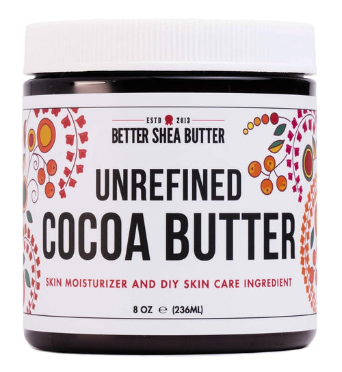 - 100% Pure, Unrefined Cocoa Butter - Deeply Moisturizes Skin, Diminishes Scars, Stretch Marks, Soothes Dry Skin - 8 Oz Jar