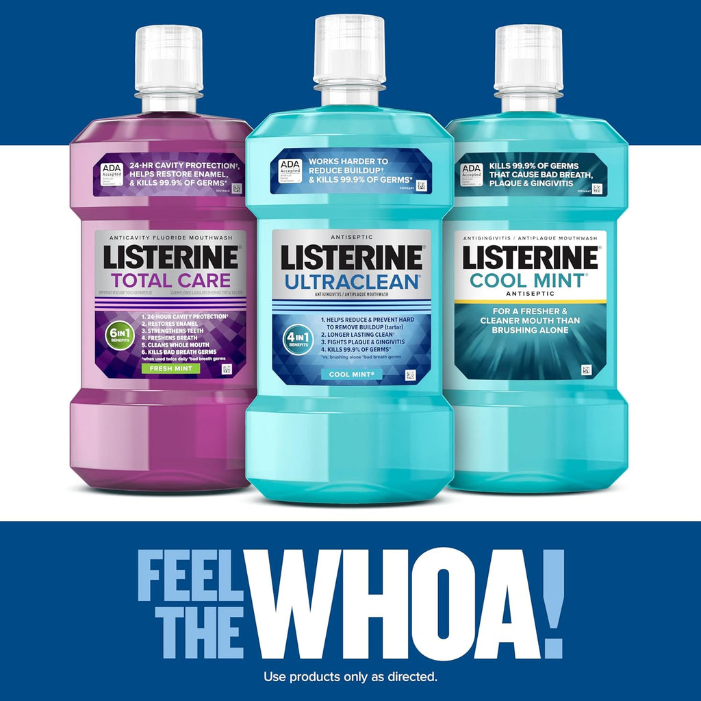 Ultraclean Oral Care Antiseptic Mouthwash, Everfresh Technology to Help Fight Bad Breath, Gingivitis, Plaque & Tartar, Ada-Accepted Tartar Control Oral Rinse, Cool Mint, 1 L