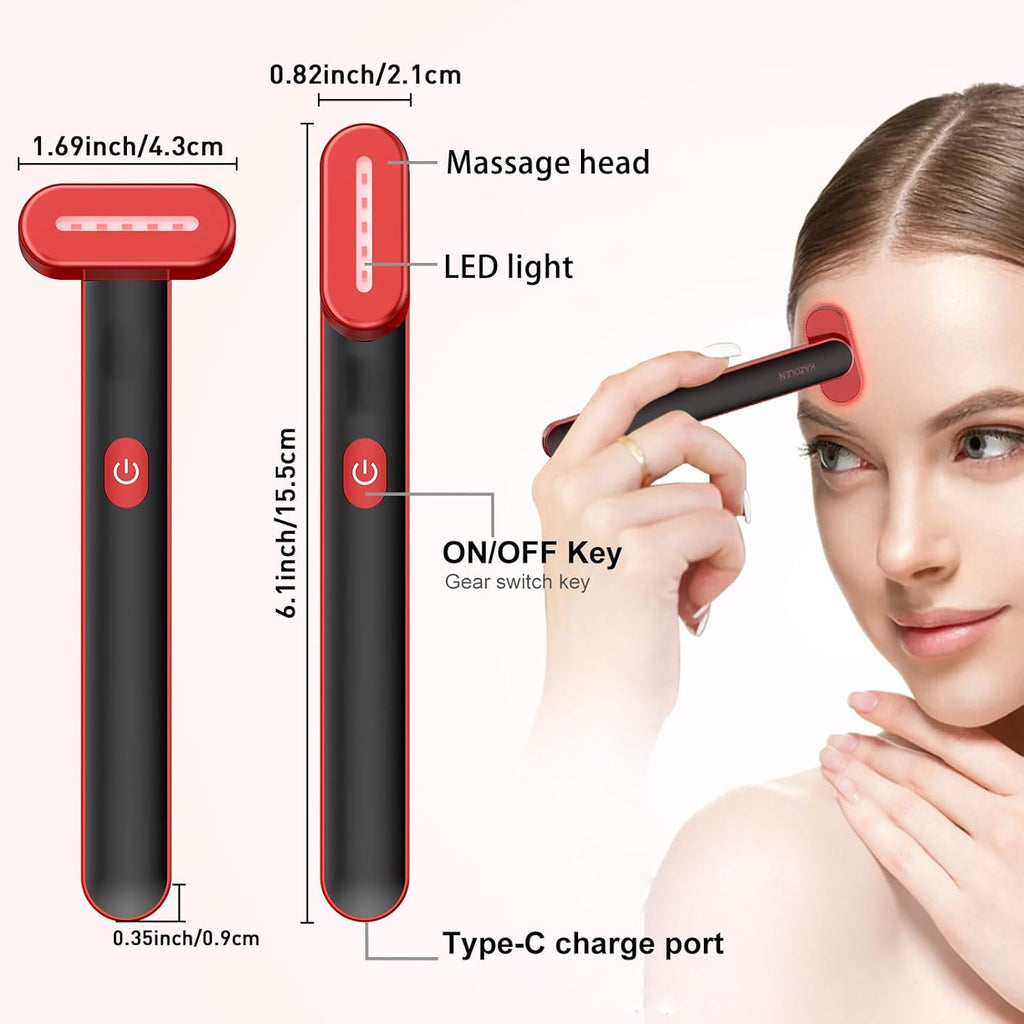 Red Light Therapy for Face Neck: 7-In-1 LED Light Therapy Wand Face Eye Beauty Tool with LED Light Therapy, Thermal, Vibration, Facial Skin Care Massage Tools