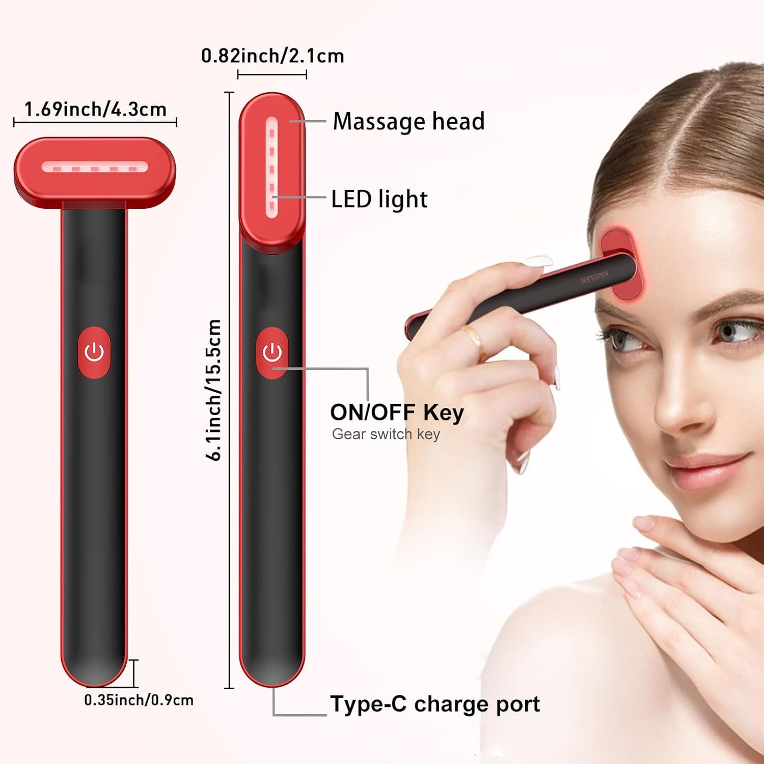 Red Light Therapy for Face Neck: 7-In-1 LED Light Therapy Wand Face Eye Beauty Tool with LED Light Therapy, Thermal, Vibration, Facial Skin Care Massage Tools
