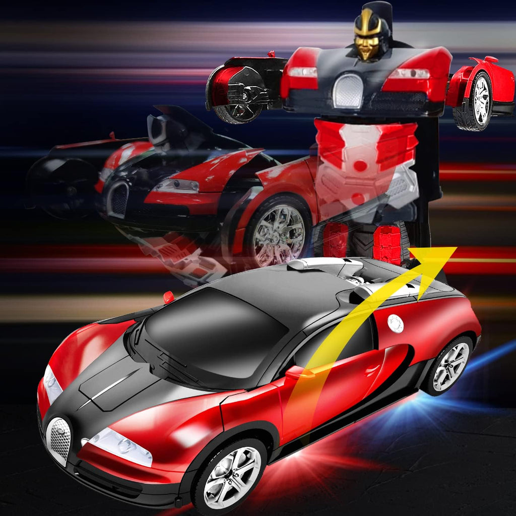 Remote Control Transform Car Robot Toy with Lights Deformation RC Car 2.4Ghz 1:18 Rechargeable 360°Rotating Stunt Race Car Toys for Kids Boy Girl Age 8 9 10 11 Year Old Holiday Toy Birthday Gifts