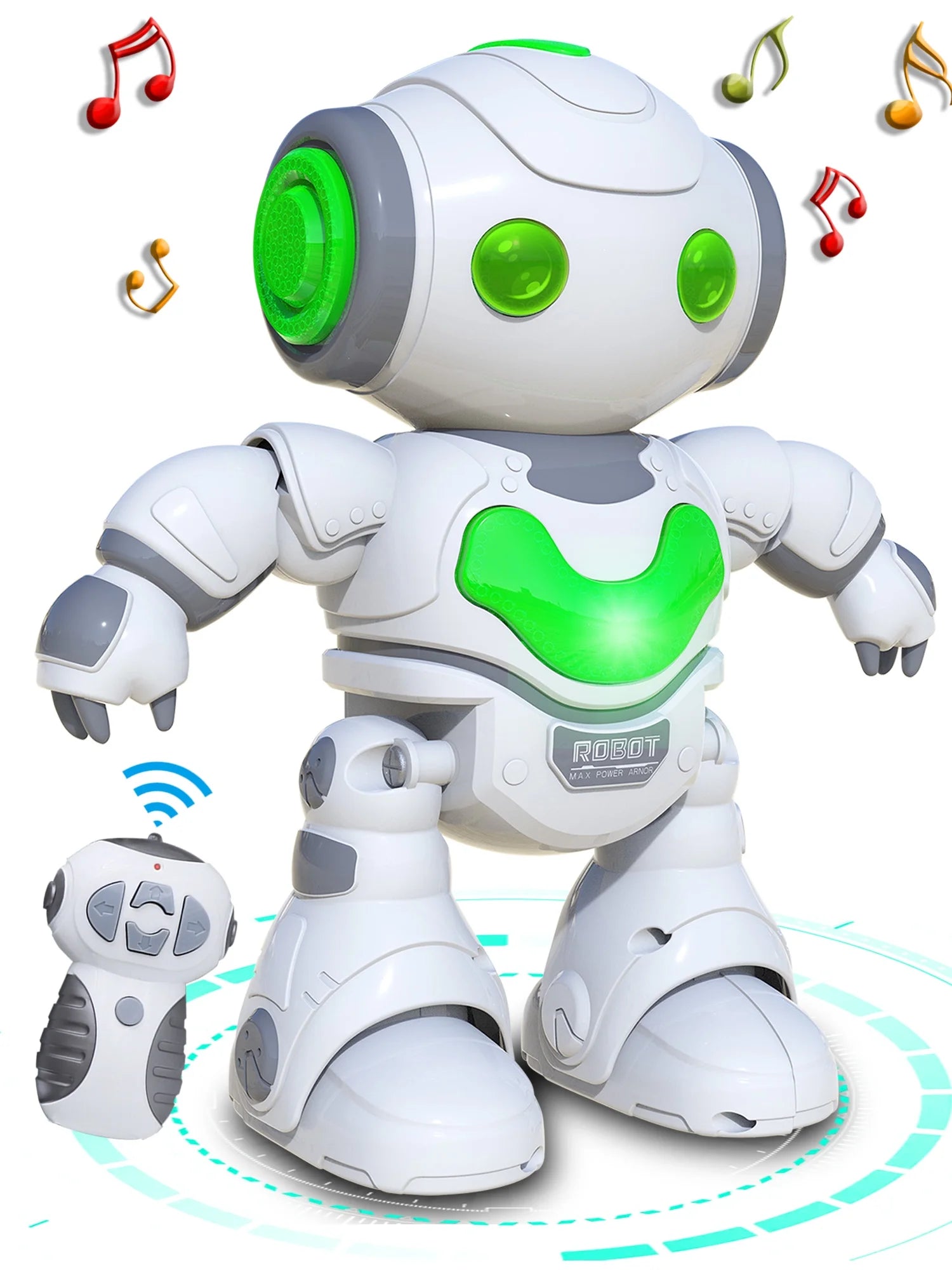 Robot Toy for Kids,Rc Intelligent Educational Samrt Robot for Boys Girls, Music/Light,White