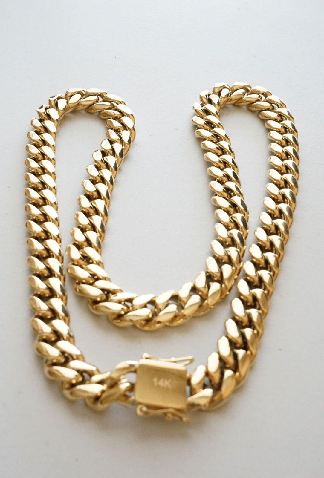 10 Mm24Inmen Cuban Miami Link Bracelet Chain Set 14K Gold Plated Stainless Steel