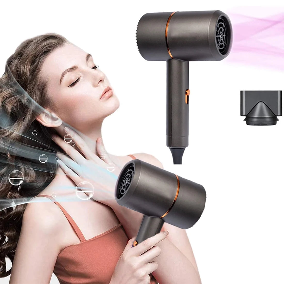 Hair Dryer,Hair Blow Dryer 1200W with Diffuser, Travel Ionic Hair Dryer, Constant Temperature for Hair Care without Damaging Hair,Fast Drying Lightweight,Low Noise Hair Dryer with Smooth Nozzle,Black