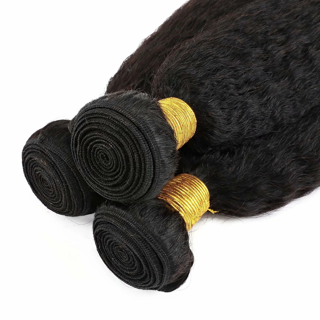 Yaki Straight Brazilian Virgin Human Hair Weave Weft Human Hair Extensions Hair Bundles 10"-24" Black 2 Bundles Soft US