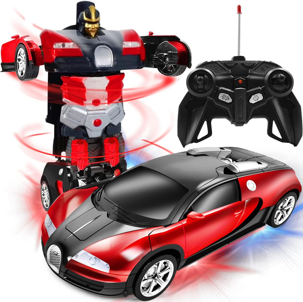 Remote Control Transform Car Robot Toy with Lights Deformation RC Car 2.4Ghz 1:18 Rechargeable 360°Rotating Stunt Race Car Toys for Kids Boy Girl Age 8 9 10 11 Year Old Holiday Toy Birthday Gifts