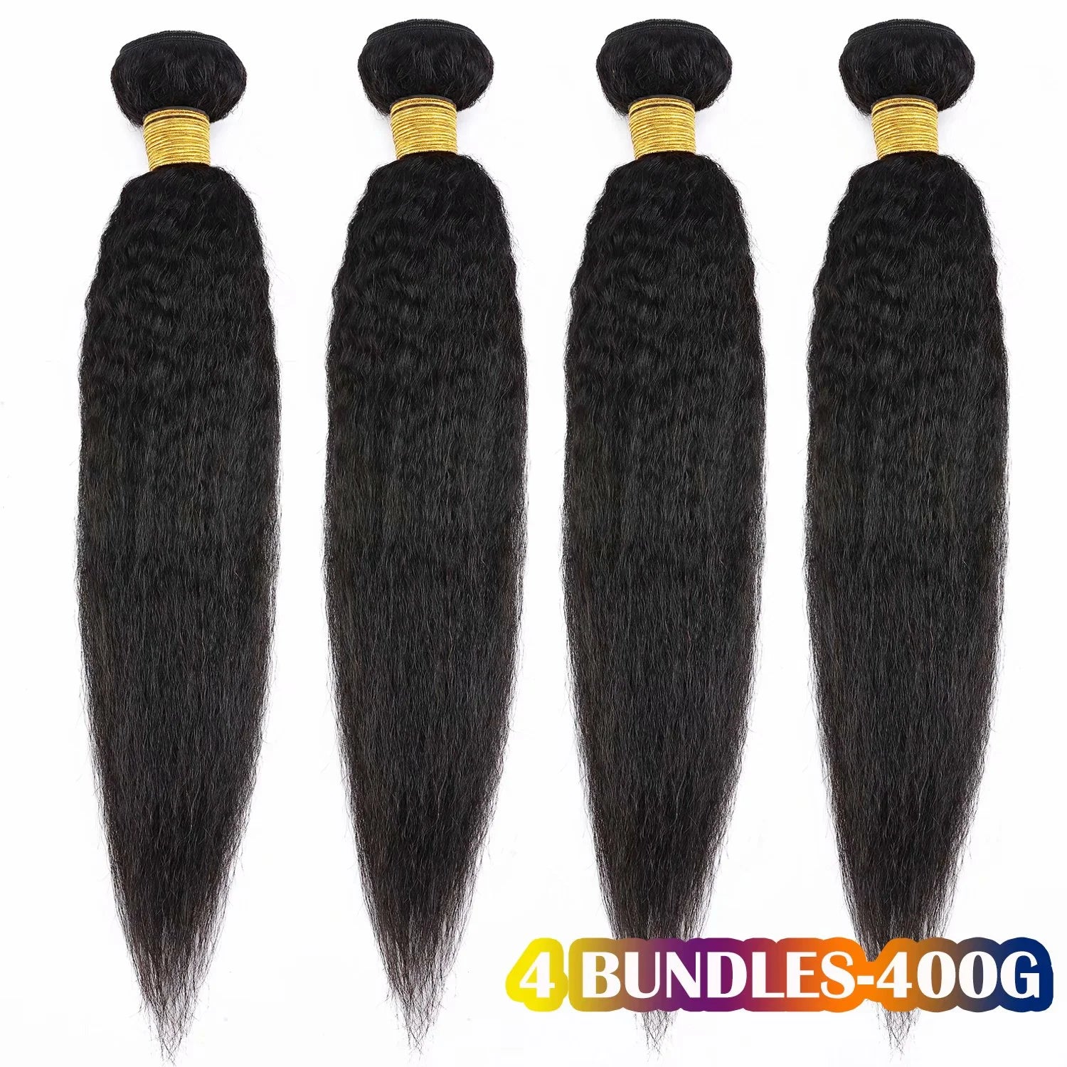 Yaki Straight Brazilian Virgin Human Hair Weave Weft Human Hair Extensions Hair Bundles 10"-24" Black 2 Bundles Soft US
