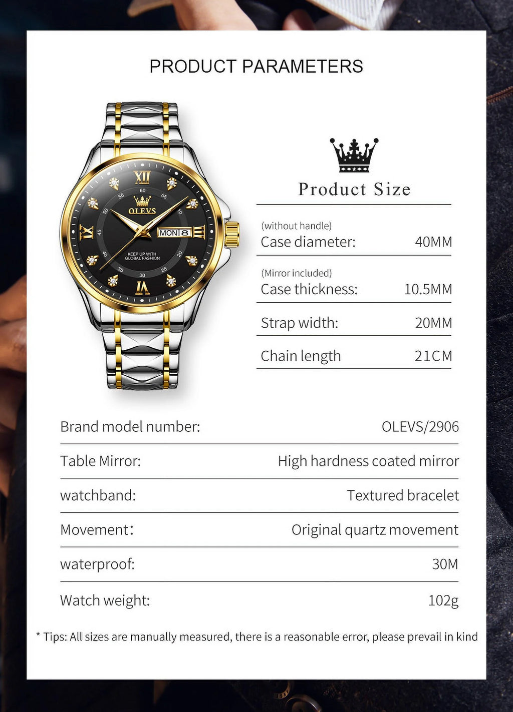 Watches for Men Business Dress Diamond Analog Quartz Date Luxury Classic Casual Stainless Steel Waterproof Luminous Mens Wrist Watches Gifts Reloj Para Hombre Blue/Gold/Black Dial