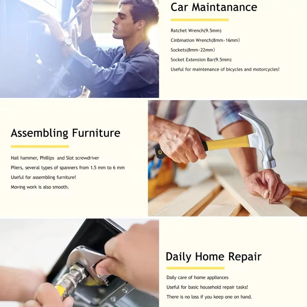 108 Pcs/Set Acmount Tool Kit Home Tool Kit DIY Household Tool Sets for Home Repair and Maintenance