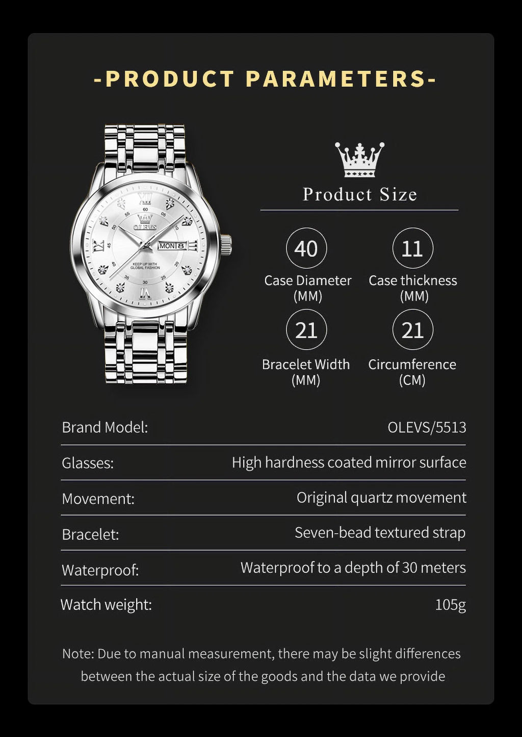 Watches for Men Classic Business Dress Analog Quartz Stainless Steel Waterproof Luminous Date Diamond Mens Wrist Watches Relojes De Hombre,Gold/Blue/Black Dial