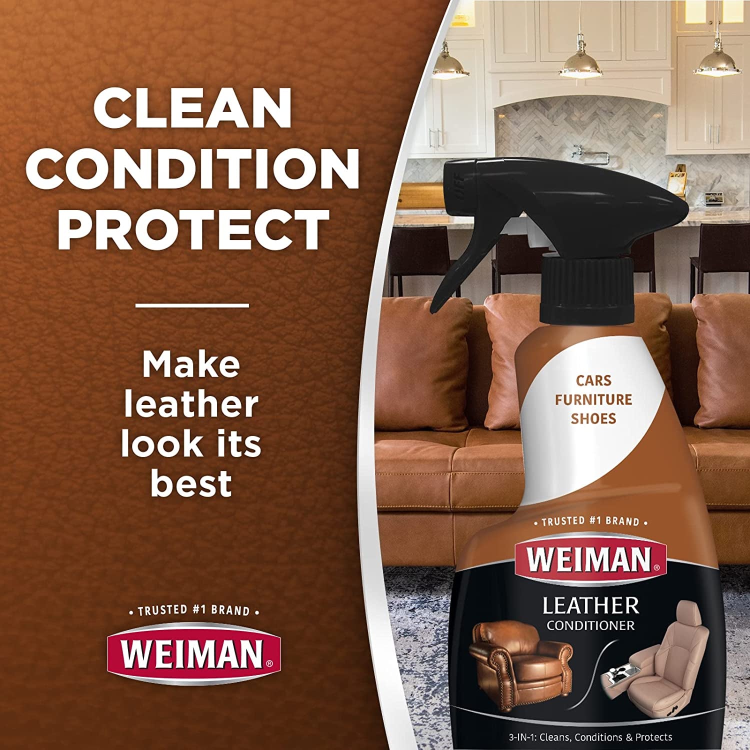 Leather Cleaner and Conditioner for Furniture - Cleans Conditions and Restores L