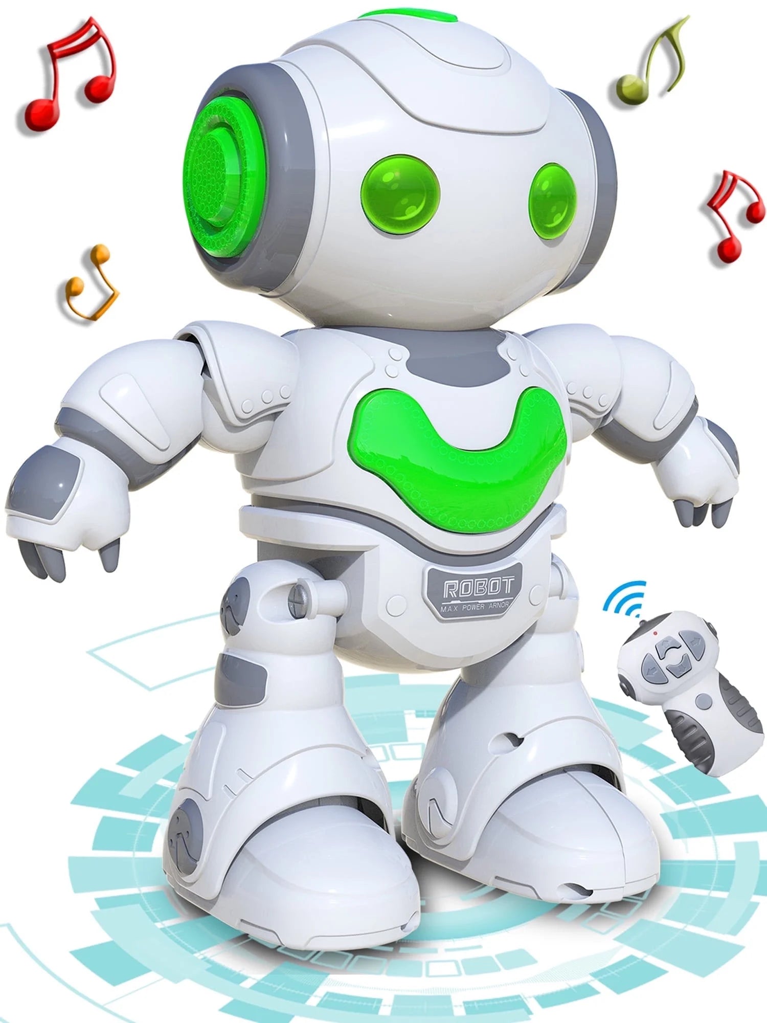 Robot Toy for Kids,Rc Intelligent Educational Samrt Robot for Boys Girls, Music/Light,White