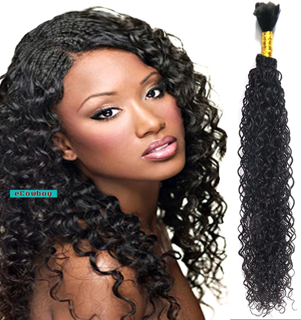 Ustar Bulk Hair for Micro Braiding Hair Weave 100 % Unprocessed Virgin Remy Brazilian Human Hair Bundles 100G Natural Color Weave Hair Jerry Curly Hair 20"