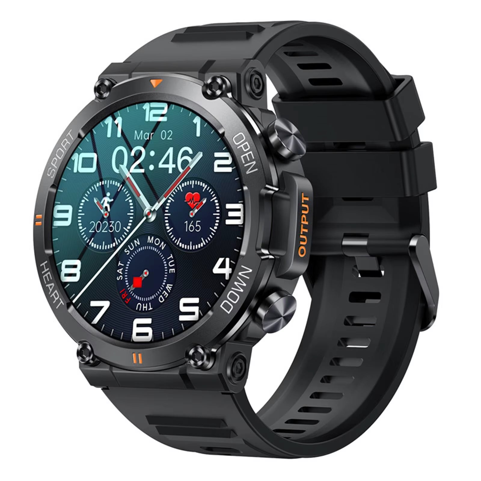 K56Pro Men's Smart Watch - Heart Rate Monitor, Bluetooth Connectivity, 400mAh Long Battery Life, 1.39-inch HD Display, Ideal for Outdoor Sports