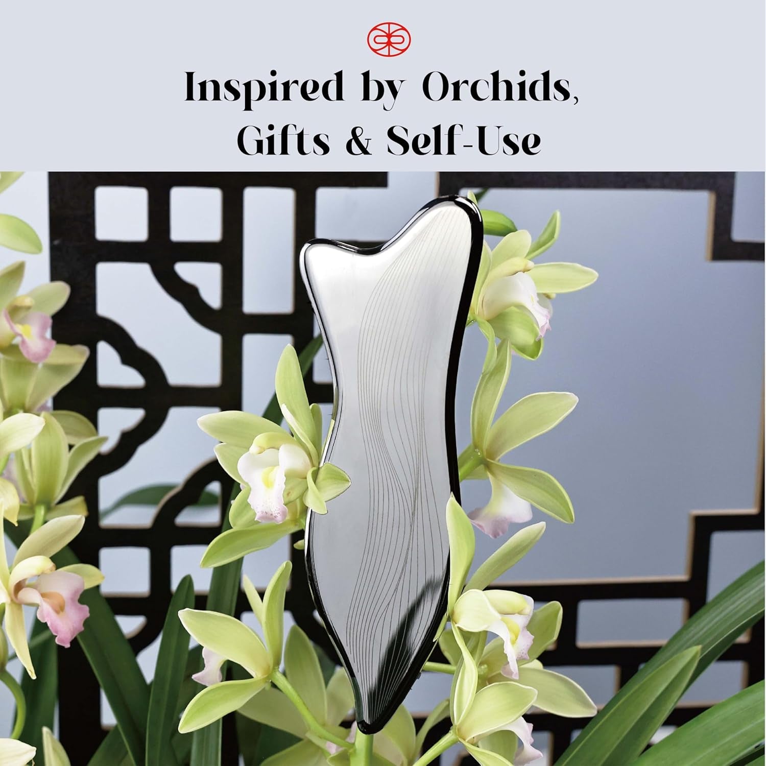 Stainless Steel Gua Sha Facial Tools - Acupressure & Gua Sha for Face Massage, Jawline Sculpting, Puffiness Reduction. Includes Carry Pouch and Cleaning Cloth - Skin Care Gift, Silver