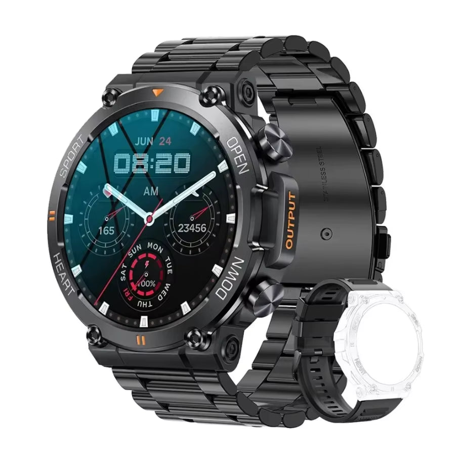 K56Pro Men's Smart Watch - Heart Rate Monitor, Bluetooth Connectivity, 400mAh Long Battery Life, 1.39-inch HD Display, Ideal for Outdoor Sports