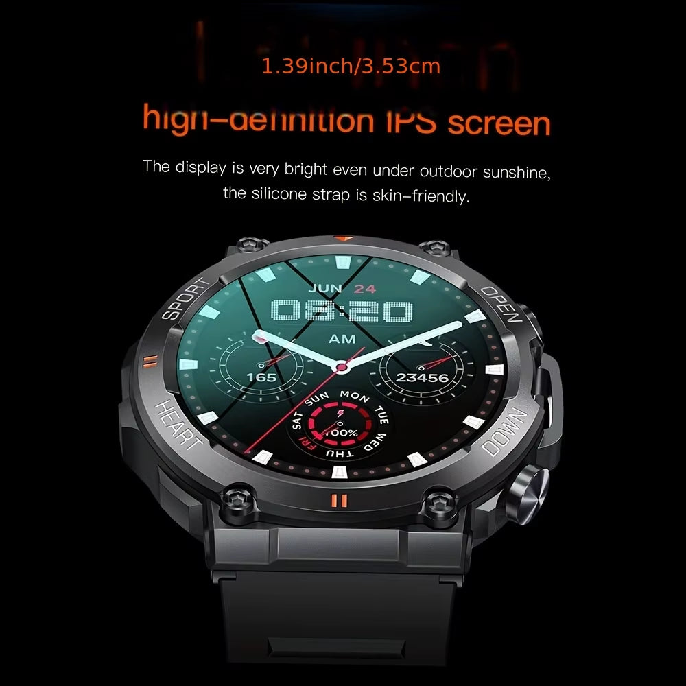 K56Pro Men's Smart Watch - Heart Rate Monitor, Bluetooth Connectivity, 400mAh Long Battery Life, 1.39-inch HD Display, Ideal for Outdoor Sports