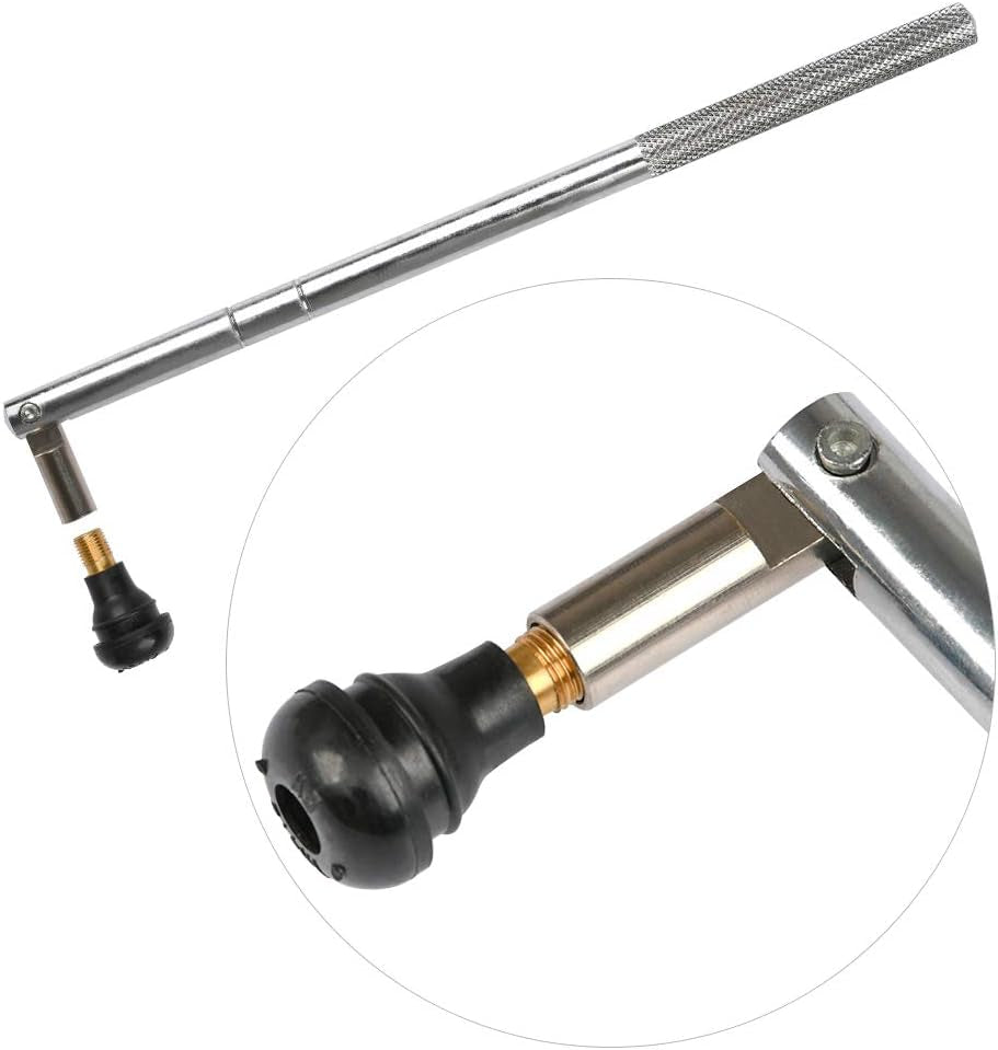 17PCS Tire Valve Stem Tool Puller and Installer Kit, 6 Pcs TR412 Tubeless Tire Valve Stems with Valve Stem Cores, Single Head Tire Valve Core Remover Tire Repair Install Tool