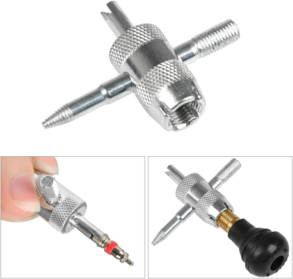 17PCS Tire Valve Stem Tool Puller and Installer Kit, 6 Pcs TR412 Tubeless Tire Valve Stems with Valve Stem Cores, Single Head Tire Valve Core Remover Tire Repair Install Tool