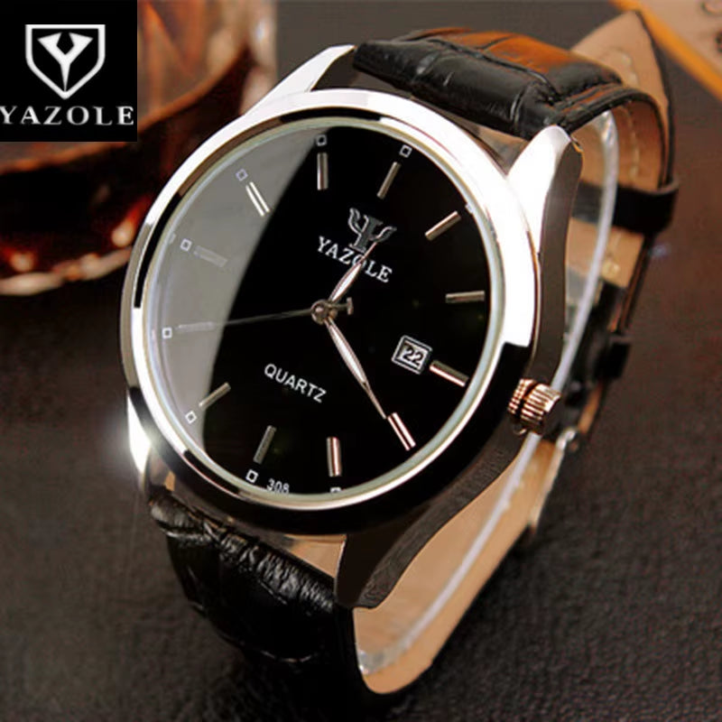 Top Brand YAZOLE Watch Men Watch Auto Date Luxury Men'S Watch Men Leather Strap Business Watches Male Clock Reloj Hombre
