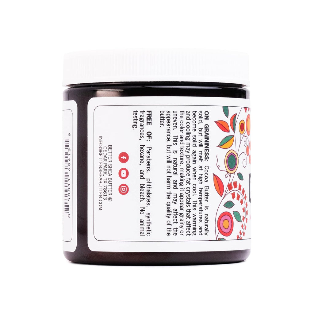 - 100% Pure, Unrefined Cocoa Butter - Deeply Moisturizes Skin, Diminishes Scars, Stretch Marks, Soothes Dry Skin - 8 Oz Jar