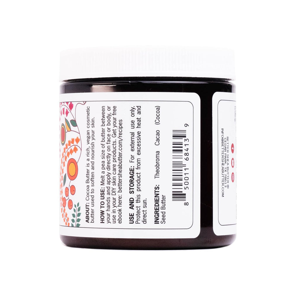 - 100% Pure, Unrefined Cocoa Butter - Deeply Moisturizes Skin, Diminishes Scars, Stretch Marks, Soothes Dry Skin - 8 Oz Jar