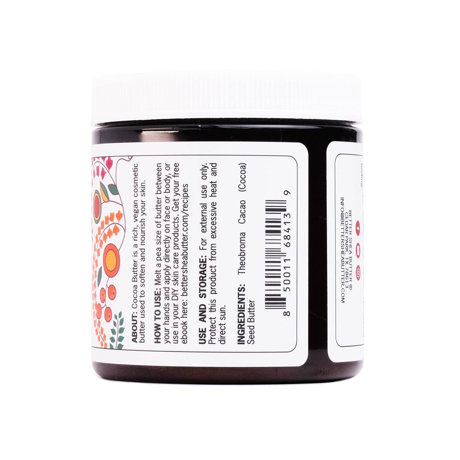 - 100% Pure, Unrefined Cocoa Butter - Deeply Moisturizes Skin, Diminishes Scars, Stretch Marks, Soothes Dry Skin - 8 Oz Jar