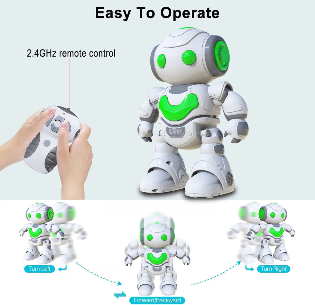 Robot Toy for Kids,Rc Intelligent Educational Samrt Robot for Boys Girls, Music/Light,White