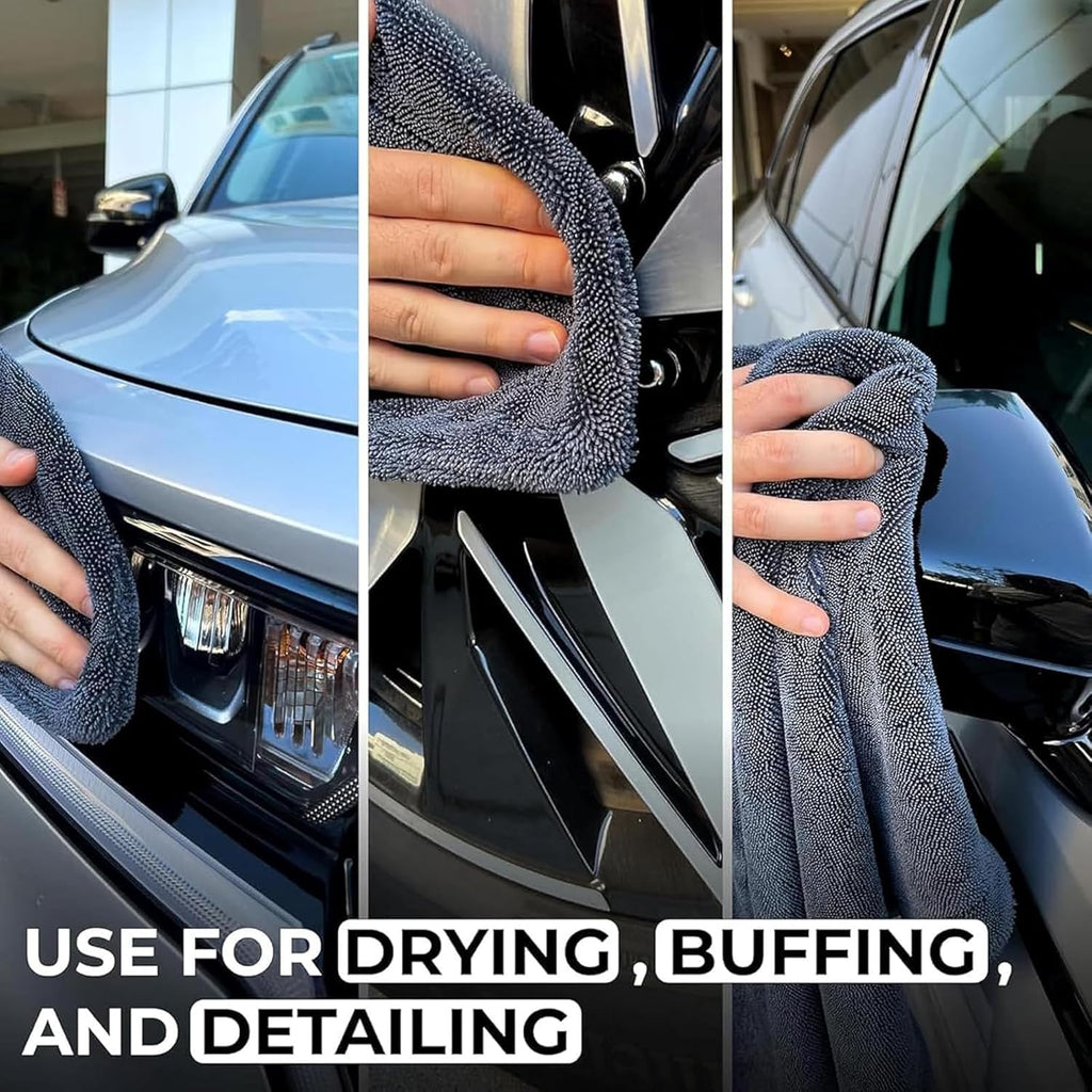 Lunara Drying Towel - Lunara Twisted-Loop Drying Towel, Streak Free Microfiber Cloth, Blackline Drying Towel, Microfiber Towels for Cars, Large Thickened Car Wash Towel (2PCS)