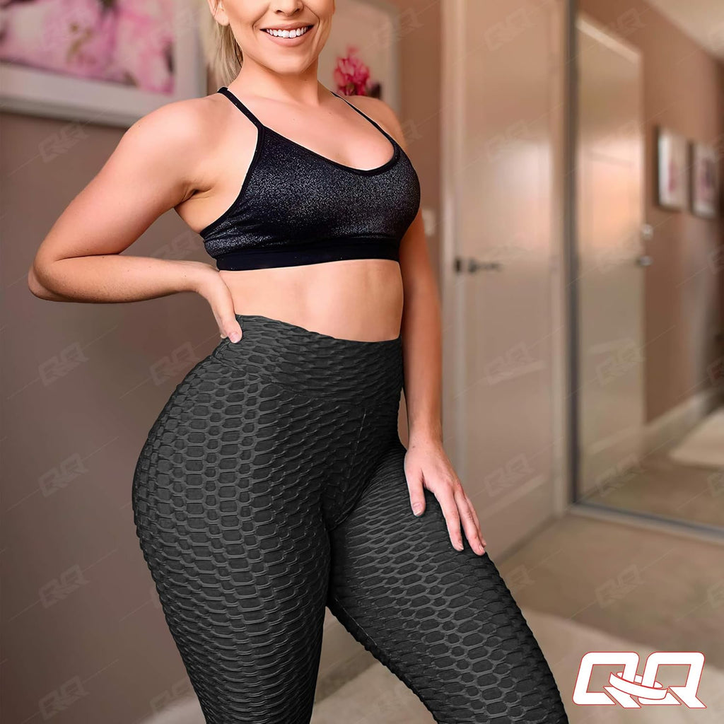 Women'S High Waist Yoga Pants Tummy Control Slimming Textured Booty Leggings Running Workout Ruched Butt Lift Pants